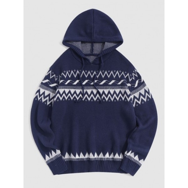 Hooded Tribal Jacquard Ethnic Aztec Prin...