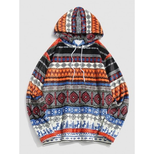 Tribal Pattern Fluffy Christmas Hoodie