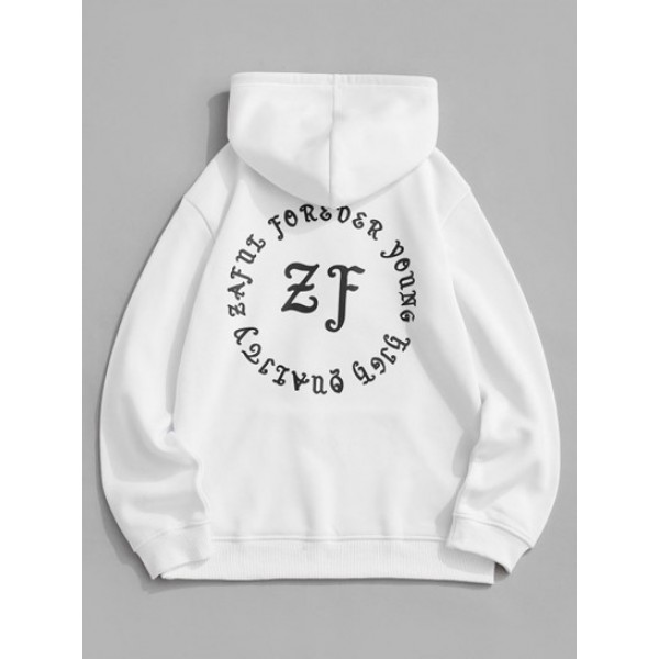 Fleece Lined Letter Graphic Hoodie