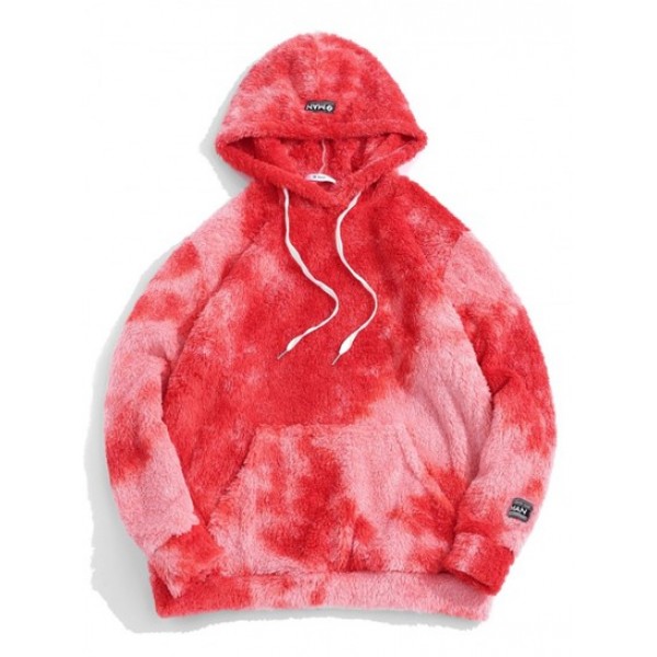 Tie Dye Fluffy Front Pocket Hoodie