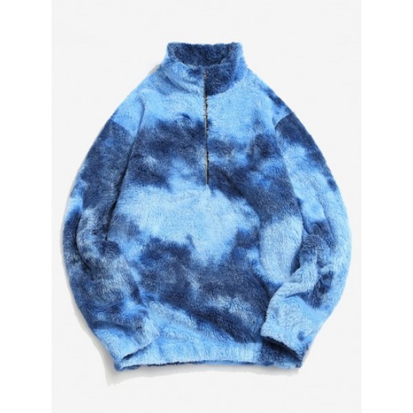 Half Zip Colorful Faux Fur Fluffy Sweats...