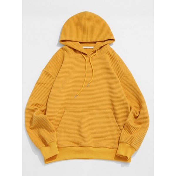 Drop Shoulder Solid Pullover Hoodie