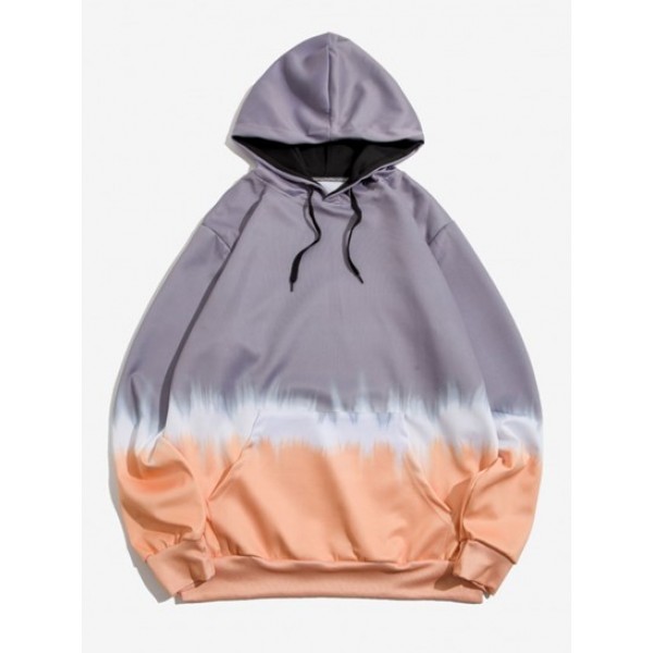 Kangaroo Pocket Dip Dye Print Hoodie