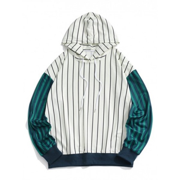 Two Tone Striped Drop Shoulder Hoodie