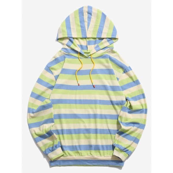 Colorblock Stripes Knitted Hoodie