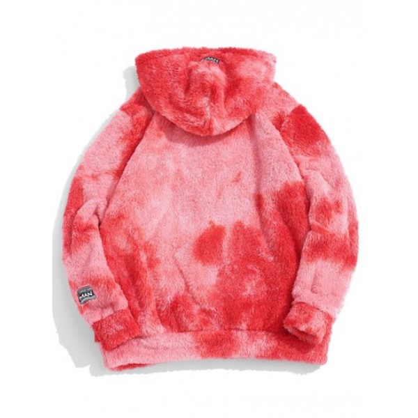 Tie Dye Fluffy Front Pocket Hoodie