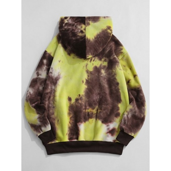 Tokyo Japanese Embroidery Tie Dye Fluffy Fleece Hoodie