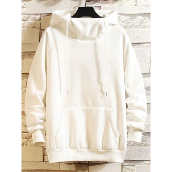 Raglan Sleeve Solid Color Hoodie