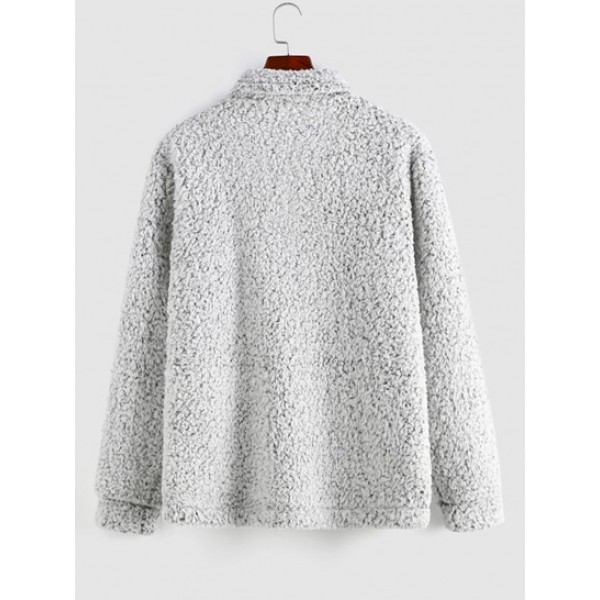 Quarter Zip Faux Shearling Fuzzy Sweatshirt