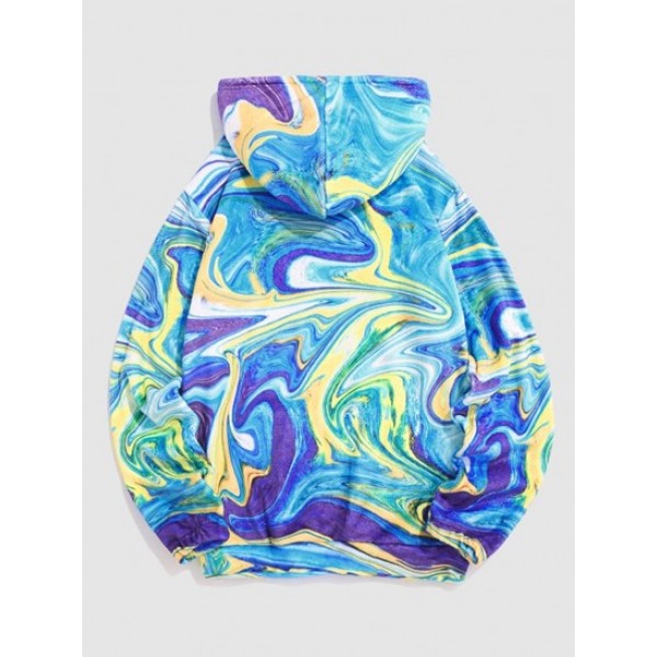 Colorful Swirl Print Polar Fluffy Hoodie