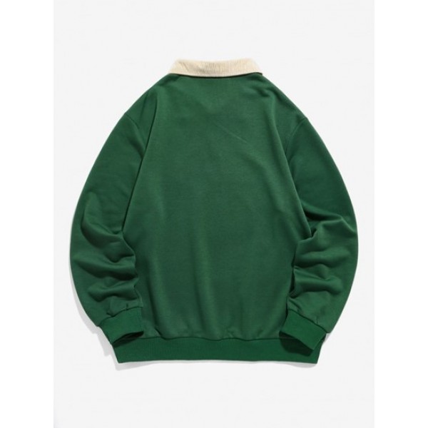 BROOKLYN NEW YORK Half Zip Corduroy Sweatshirt