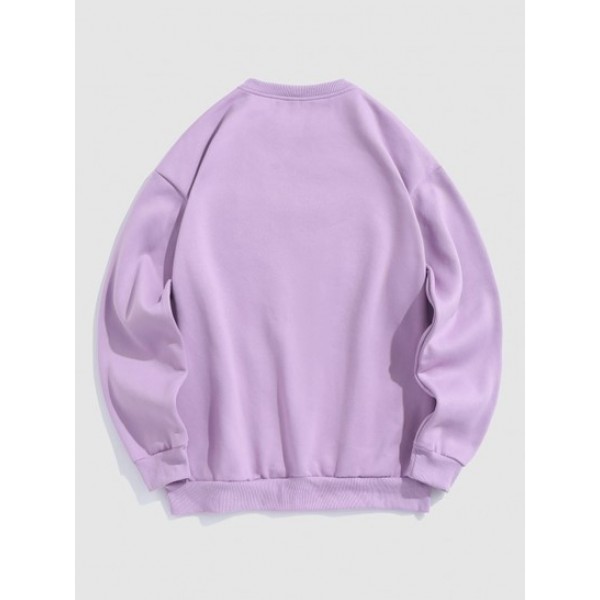 Fleece Lining Solid Color Essentials Pullover Sweatshirt