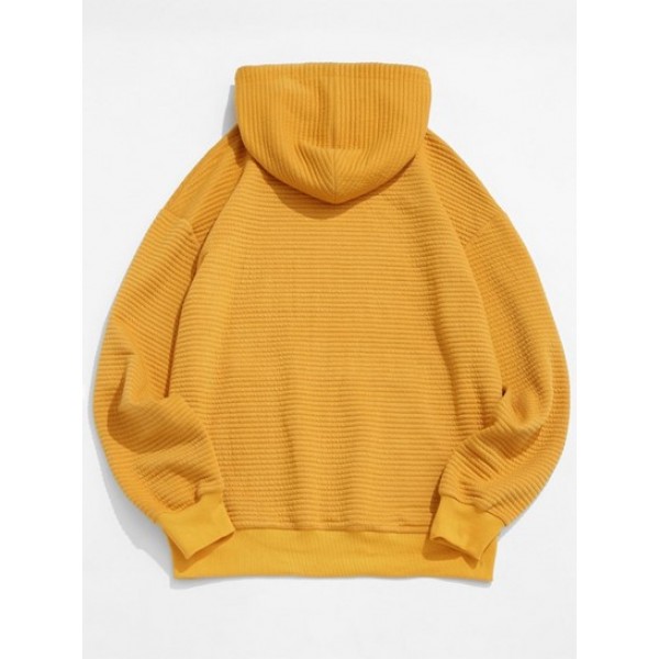 Drop Shoulder Solid Pullover Hoodie