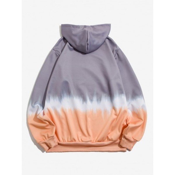 Kangaroo Pocket Dip Dye Print Hoodie