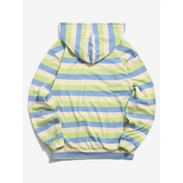 Colorblock Stripes Knitted Hoodie