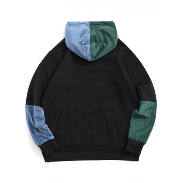 Colorblock Panel Fleece Lined Hoodie