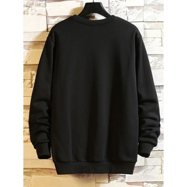 Letter Printed Rib-knit Trim Essentials Sweatshirt