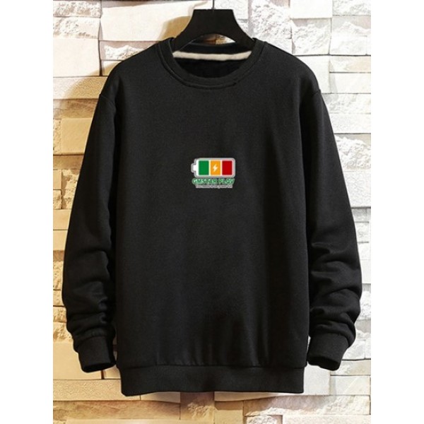 Full Battery Graphic Drop Shoulder Casual Sweatshirt