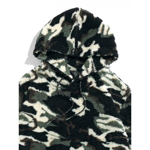 Camouflage Fluffy Sherpa Fleece Hoodie