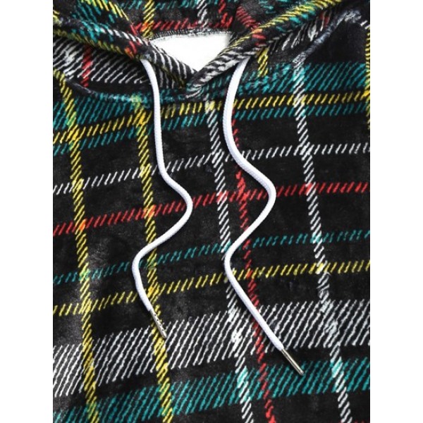 Fluffy Plaid Pattern Hoodie