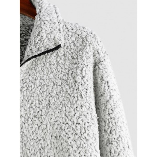 Quarter Zip Faux Shearling Fuzzy Sweatshirt