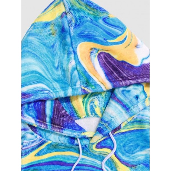 Colorful Swirl Print Polar Fluffy Hoodie