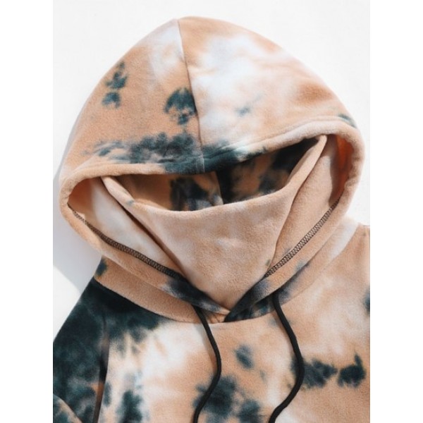 Tie Dye Polar Fleece Hoodie With Built-in Warm Mask