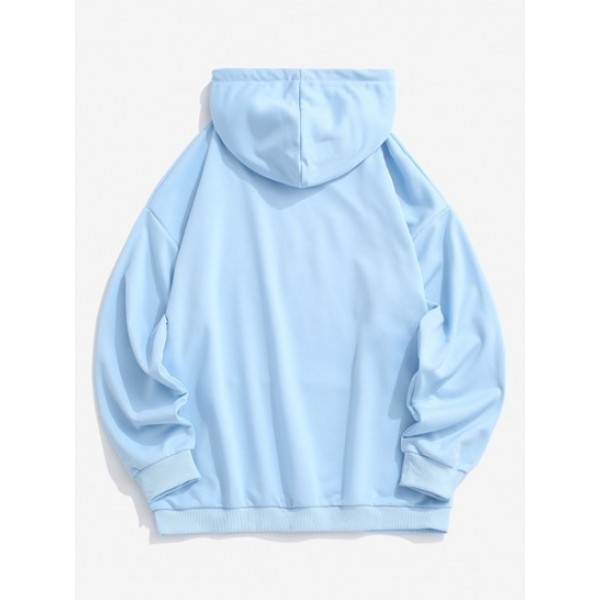 Y2K Aesthetic Reflective Butterfly Print Drop Shoulder Hoodie