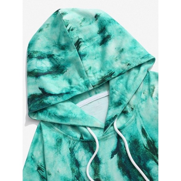 Tie Dye Front Pocket Drawstring Hoodie