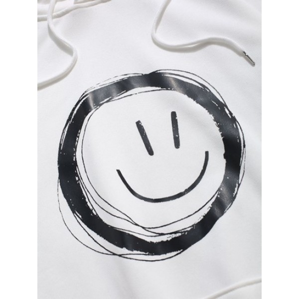 Lounge Smiley Face Graphic Pouch Pocket Hoodie