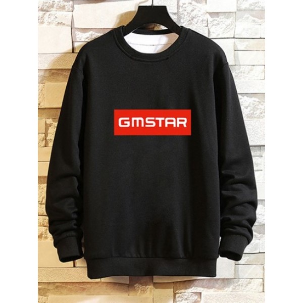 Letter Printed Rib-knit Trim Essentials Sweatshirt