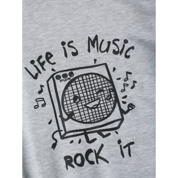 Life Is Music Graphic Drop Shoulder Sweatshirt