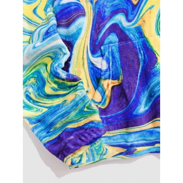 Colorful Swirl Print Polar Fluffy Hoodie