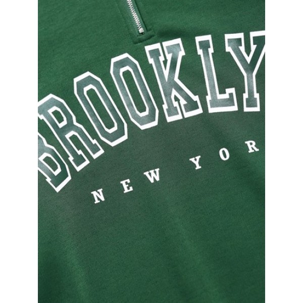 BROOKLYN NEW YORK Half Zip Corduroy Sweatshirt