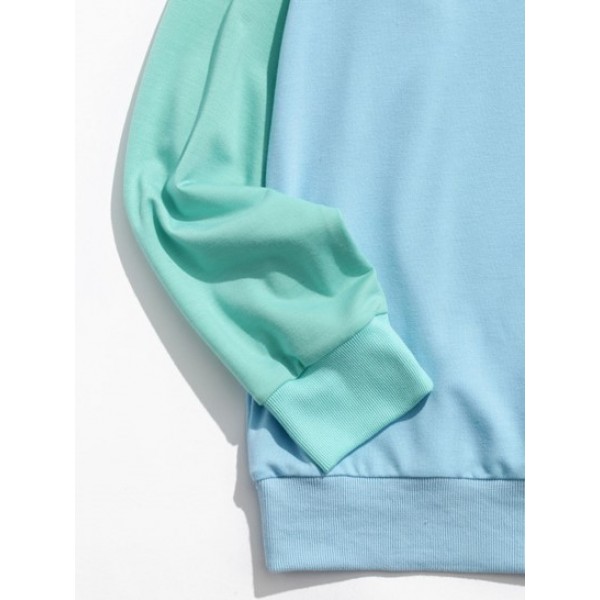 Colorblock Panel Raglan Sleeve Sky Blue Sweatshirt